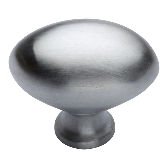 C114 38-SC • 38 x 15 x 32mm • Satin Chrome • Heritage Brass Oval Cabinet Knob